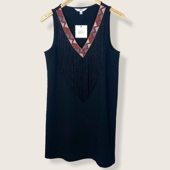 NWT Revolve BB Dakota Black Aztec Fringe Shift Dress Size Small New Bohemian S - Picture 4 of 10